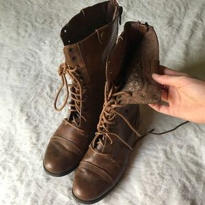 American eagle cognac combat boot